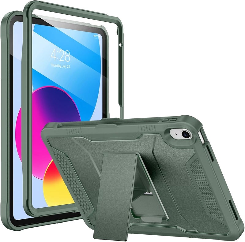 Soke Case for iPad (A16) 11th Generation 11-inch 2025, iPad 10th Generation 10.9-inch 2022, with Built-in Screen Protector and Kickstand, Rugged Full Body Protective Cover - Calke Green - Image 1